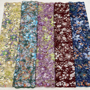 Planta flor patrón Multicolor lentejuelas bordado vestido de <span class=keywords><strong>mujer</strong></span> Cheongsam <span class=keywords><strong>chaleco</strong></span> moda tela lentejuelas Material - Product Image 6