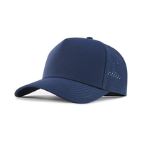 Casquettes de golf perforées découpées au laser, structurées, 5 panneaux, unies, de haute qualité, courbées, imperméables, extensibles, ajustées, vierges, pour la course à pied