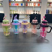 Bouteille d'eau isotherme en plastique rose et noir 1,3 L portable pour femmes et filles, idéale pour jus, thé, avec infuseur, sans BPA, pour étudiants