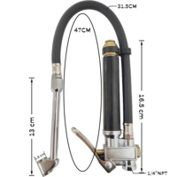 Air Tire Tyre Inflator High Accurate Pressure Gauge With Dual-Head Tire Chuck 120PSI 1/4" Air Inlet