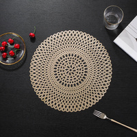 Set de table rond en vinyle PVC écologique, design doré de luxe pour table à manger Womei JH8070