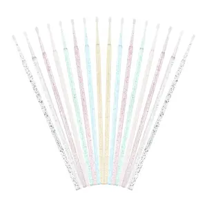 Wholesale disposable crystal handle cotton bud cosmetic eyeliner cotton swabs q tip micro cotton swab with glitter handle