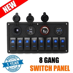 Painel de Interruptores LED à Prova d'Água IP65 de Alumínio 12V 24V com <span class=keywords><strong>8</strong></span> Botões e Carregador USB para Barco e Caravana - Product Image 2