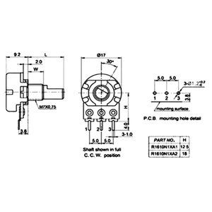 WH148 potensiometer tunggal 3pin B1M pegangan 15mm - Product Image 4