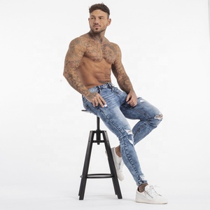 Gingtto Fade Blue Ripped Jeans Skinny Fit da uomo caviglia Fit abbigliamento uomo danni alla moda Jeans Super Fly pantaloni <span class=keywords><strong>Jens</strong></span> da uomo - Product Image 6