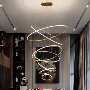 Lampadario Moderno a Cerchio, Illuminazione Pendente per Hotel, Villa, Grande <span class=keywords><strong>Anello</strong></span> Decorativo per Soggiorno e Scale - Product Image 3
