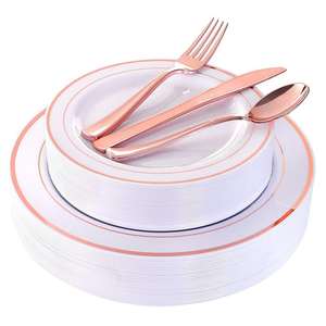 De Lujo desechables conjunto de plástico de cena de boda fiesta vajilla conjunto venta al por mayor de alta calidad placa de plástico - Product Image 6