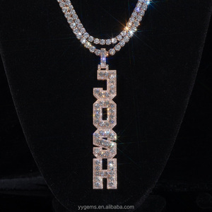 Colgante de Letra Personalizado de Plata de Ley 925 Chapado en Oro de 18K con Moissanita VVS Color D, Certificado GRA, Diamantes Engastados para Unisex - Product Image 4
