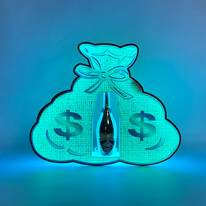 Led Illuminated Money Bag Wine Stand Acrylic Champagne Display Rack Party Bar Decor - Product Image 2