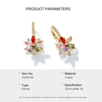 Pendientes de Clip con Base de Latón y Cobre Premium ACME, con Circonita Cúbica Brillante en Forma de Flor, en Tono Dorado, Oro Rosa y Plateado, Accesorios para Mujer