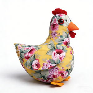 Floral Print Chicken Plush Toy Yellow Pink Roses Pattern Soft Stuffed Animal 11CM-30CM Unisex <b>Kids</b> Gift - Product Image 1