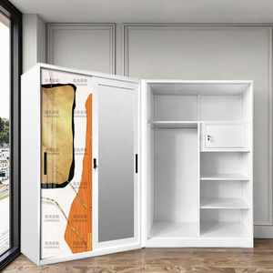 Tủ quần áo kim loại giá rẻ, lắp ráp tại nhà, 2 cánh, có gương trượt, chất liệu thép - Product Image 1