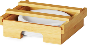Supports verticaux modernes de distributeur d'assiettes en papier en bambou de type debout personnalisés pour la maison armoire de cuisine comptoir caddie en bois - Product Image 2