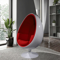 Chaise pivotante classique en fibre de verre ovale Ball Chair Velvet Egg Pod Chair White Ball Hanging Aviator One Armchair