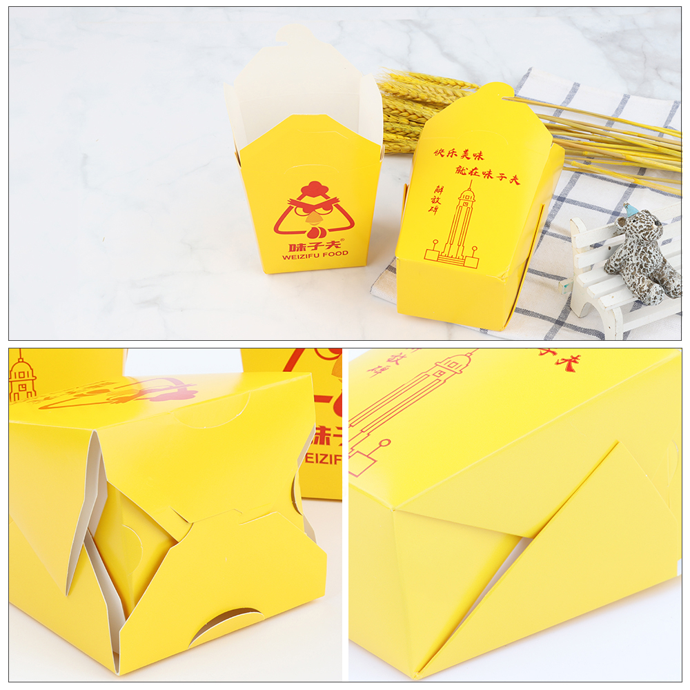 Custom printed disposable kraft packaging for food takeout takeaway rice chinese noodle packing paper box with your logo