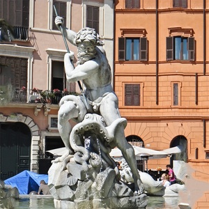 Decoración de paisaje público al aire libre, estatua de mito griego tallada en piedra Natural grande moderna, <span class=keywords><strong>escultura</strong></span> de Poseidón de mármol blanco Trident - Product Image 5