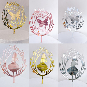 Nuovi Topper per Torte a Forma di <span class=keywords><strong>Angelo</strong></span> e Farfalla in Acrilico a Specchio, Decorazioni per Torte di <span class=keywords><strong>Compleanno</strong></span> - Product Image 2