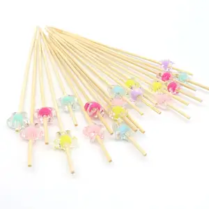 Colorful Transparent Stars Handmade Bamboo Cocktail Picks Fancy Picks Fork