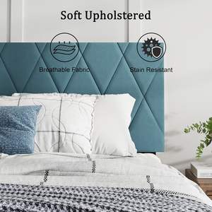 Каркас кровати размера «<span class=keywords><strong>King</strong></span>-Size» с бархатной обивкой, на платформе, с прочными планками, матрац-основа, легкая сборка, Аквамарин - Product Image 5