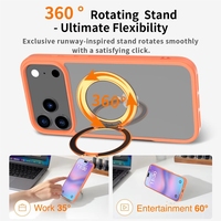 Étui de téléphone magnétique orange pour 17 Pro avec support rotatif, coque arrière de luxe antichoc pour mobile
