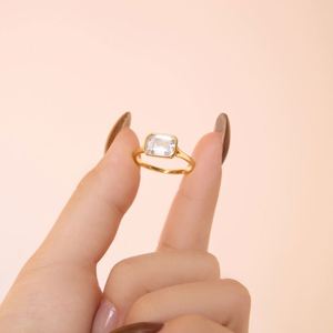 Dylam Luxury Design 18K Gold E-coating Plated 925 Sterling <b>Silver</b> Simulator Diamond <b>Emerald</b> Cut 5A Zirconia Women Fine <b>Rings</b> - Product Image 6