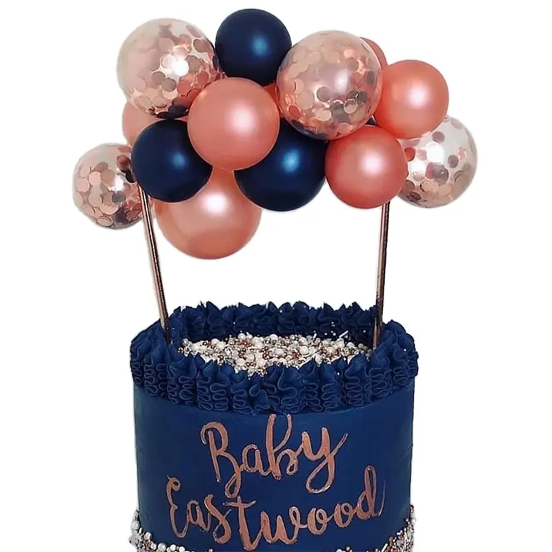Decoração de bolo de aniversário, balões de confete coloridos para festa, sobremesa, feliz aniversário, plug de bolo, brinquedo