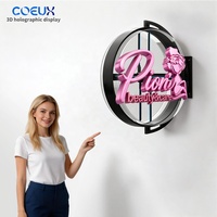 Boîte à lumière holographique 3D, affichage 3D, enseigne LED stéréoscopique, boîte à lumière rotative étanche pour la publicité extérieure (42 cm/224 LED)
