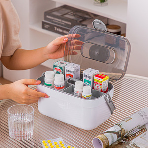 Japanese Style Plastic Medicine Box Large Capacity Double Layer <b>Storage</b> <b>Case</b> With Compartments Portable <b>Pill</b> Organizer - Product Image 3