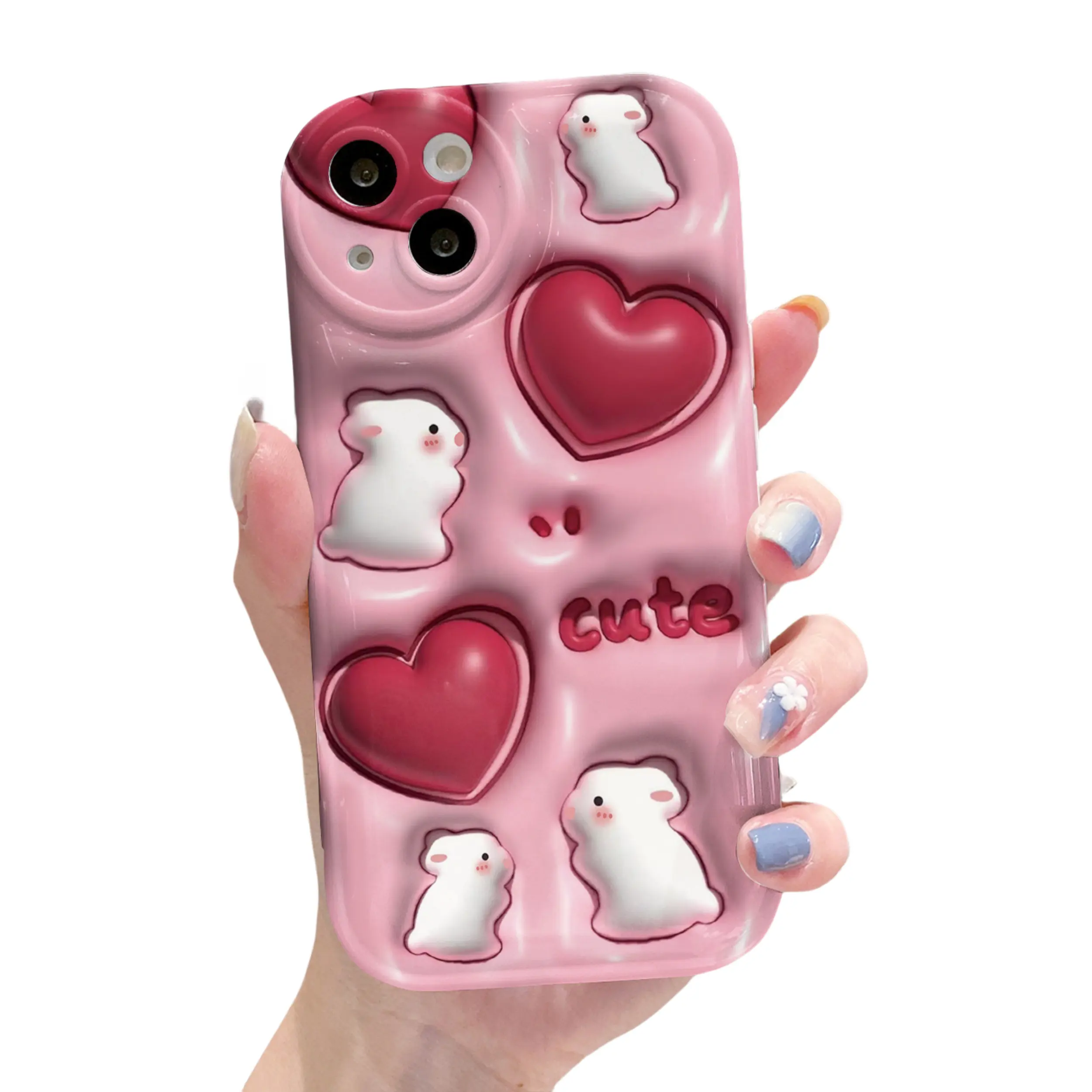 Mooie 3d Squeeze Squishy Luie Kat Siliconen Telefoonhoesje Voor Iphone15 14 13 12 11 7 6S 6Plus 7Plus Zachte Tpu-Hoes