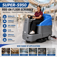 Autolaveuse autoportée grande surface avec double brosse puissante et balai large pour le nettoyage des centres commerciaux et des supermarchés