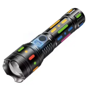 60W Fluorescence LED Flashlights USB Rechargeable High Power Tactical Trekking Torch Torch Waterproof Outdoor Camping Flashlight