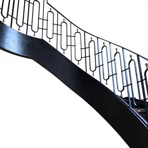 Minimalist Curved Stair Railing Black <b>Metal</b> Indoor Decorative <b>Handrail</b> Modern Staircase Custom - Product Image 3