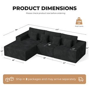 Canapé modulaire sectionnel extensible convertible en forme de L, chaise longue moderne rembourrée, siège profond, canapé-lit en mousse sans armature - Product Image 6