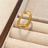 Cincin Baja Titanium Blok Warna Emas 18K INS, Cincin Baja Tahan Karat Mewah Grosir