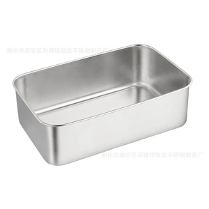 Boîte de conservation alimentaire carrée en acier inoxydable avec couvercle pour réfrigérateur et service de plats froids, qualité 304, plusieurs tailles disponibles - Product Image 2
