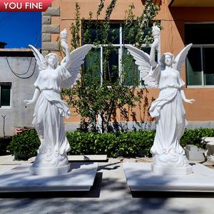 Villa Corntyard decoración de lujo tallada a mano alas grandes estatua de Ángel de mármol - Product Image 5