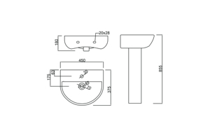 450 Piédestal de lavabo de salle de bain Lavabo à <span class=keywords><strong>main</strong></span> en céramique blanche moderne Piédestal complet Lavabo rond - Product Image 4