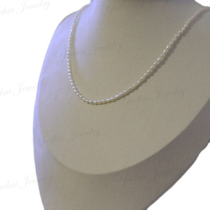 أرز صغير رخيص 4-5 وصنع قلادة بيضاء حقيقية تصميم من الفضة الإسترليني - Product Image 5