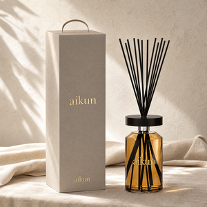 Aikun Low MOQ Fast Response Round Glass XL <b>Reed</b> <b>Diffuser</b> Gold Printed Logo Handle Gift Box Any Scent Long Lasting <b>for</b> Home Decor - Product Image 1