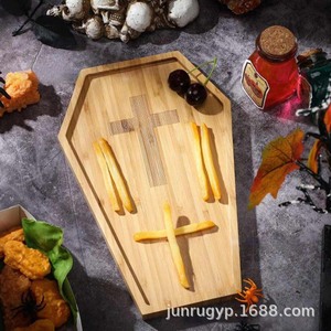 Plateau en bois en forme de chauve-souris pour Halloween, pour collations et bonbons, décoration de fête, plateau de service - Product Image 3