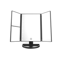 Miroir de courtoisie portable de type C à rotation réglable à 180 °, lumières LED, miroir cosmétique de maquillage de voyage à trois volets