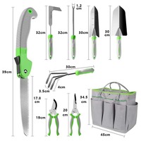 Ensemble d'outils de jardin manuels en acier inoxydable pour usage extérieur et domestique avec sac de jardin