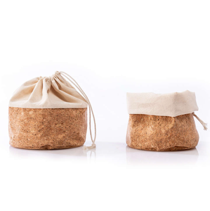 Multi Use Bread Storage Basket Crafted From 100% Unbleached Cotton <strong>and</strong> Natural Cork - Product Image 1