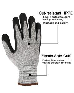 Guantes de 5 niveles resistentes a Cortes, recubiertos de emulsión, lijado y pegado con propiedades antideslizantes y resistentes al aceite - Product Image 6