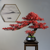 Petit arbre artificiel en pot, imitation pin, avec feuilles d'érable, bonsaï artificiel pour la décoration de la maison, de la table, du bureau, de la salle de bain, de l'étagère