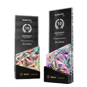 New Hot Custom Gradient Colored Crystal Glass Trophy Business Champion Crystal Craft Souvenirs