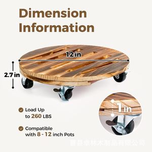 Support à fleurs en bois, plateau rond en bois pour pot de fleurs, support à fleurs mobile, support à fleurs rond, base pour pot de fleurs, roulettes universelles - Product Image 5