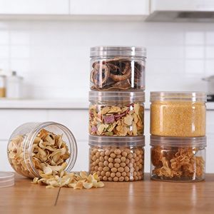 Transparent Food Storage <b>Container</b> Cylinder With Clip On Lid Airtight Seal For Kitchen Grain Cereal <b>Refrigerator</b> Use - Product Image 1