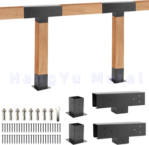 <span class=keywords><strong>Poste</strong></span> de esquina de Metal de 100mm con soportes de pérgola inclinados redondos Conectores Marco recubierto de polvo Madera tratada a presión Estilo natural - Product Image 3