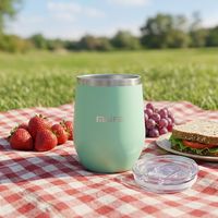 Gobelet isotherme en acier inoxydable à double paroi en forme d'œuf de 350 ml (12 oz) avec couvercle détachable, isolation thermique de 24 à 36 heures
